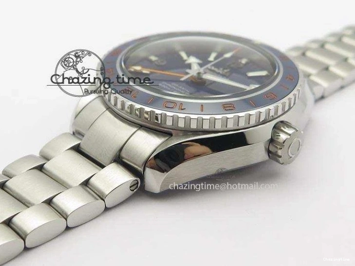 0220 Planet Ocean GMT 43.5mm V6F Goodplanet Orange Marker Blue Dial On SS Bracelet A ModernLook 8215